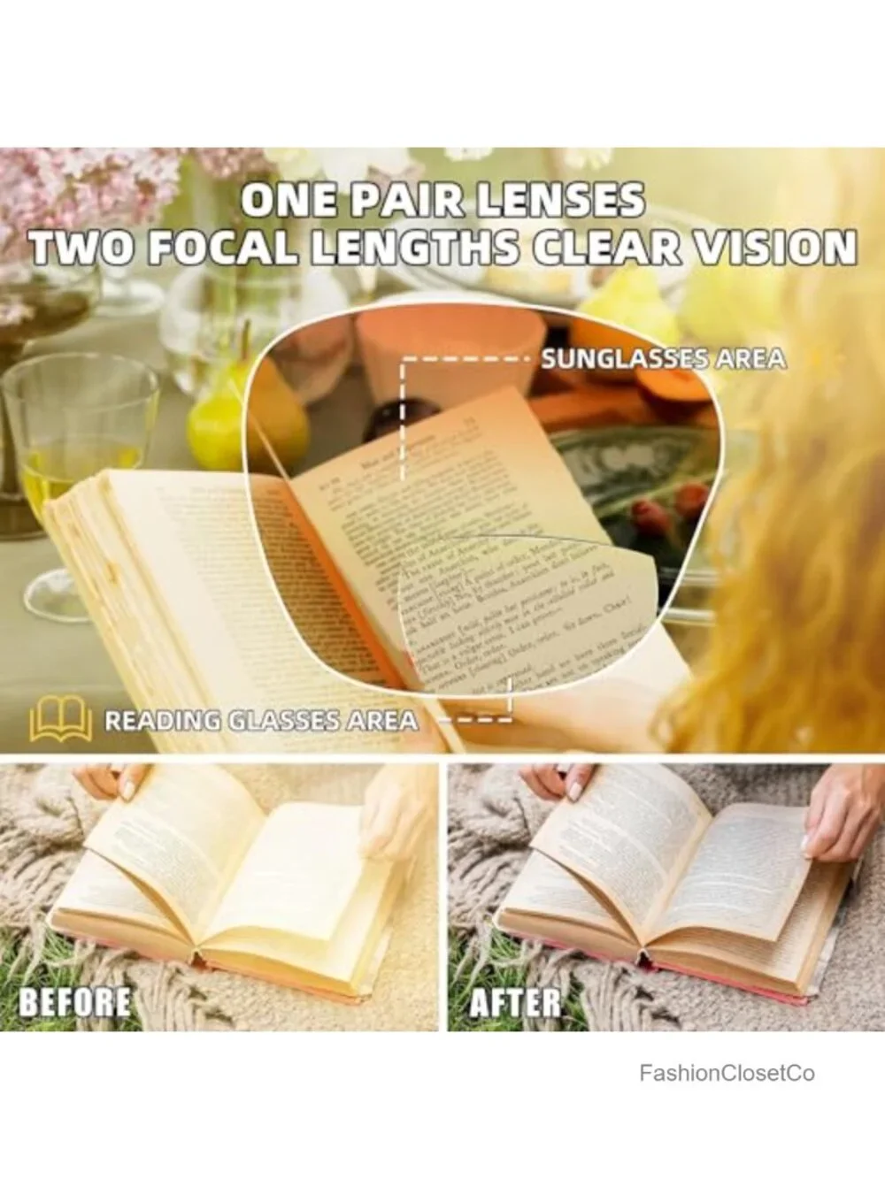 Bifocal Reading Sunglasses Oversized Square UV400 Protection Outdoor Readers